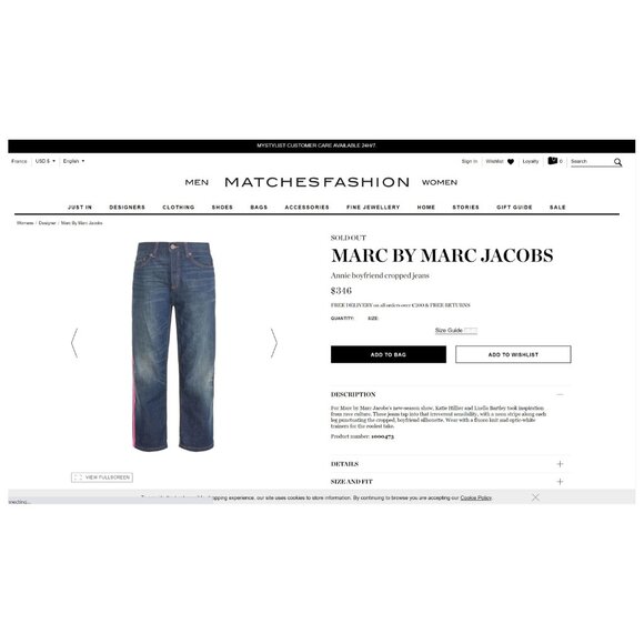 Marc by Marc Jacobs 'Annie' Boyfriend Crop Jeans | Neon Pink Racing Stripe - Picture 4 of 12